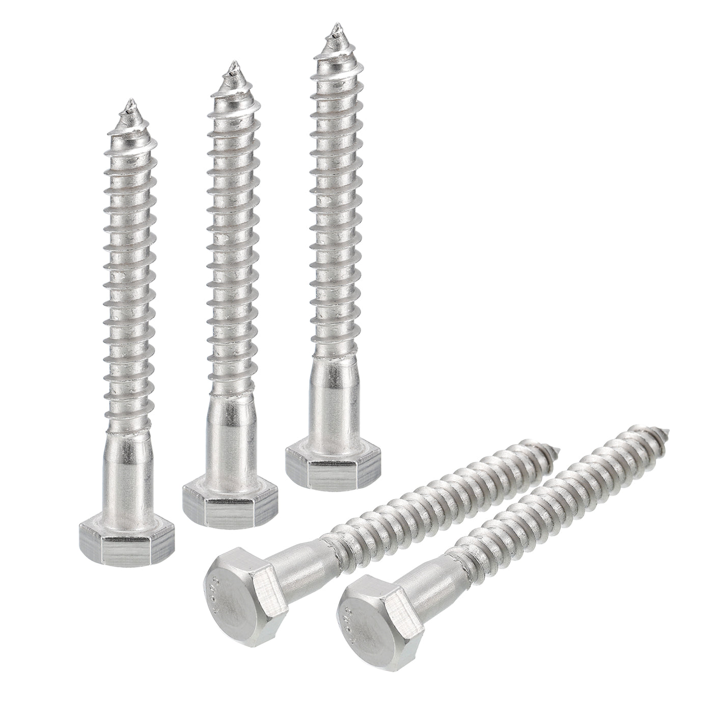 uxcell Uxcell Hex Head Lag Screws Bolts, 5pcs 5/16" x 2-1/2" 304 Stainless Steel Wood Screws