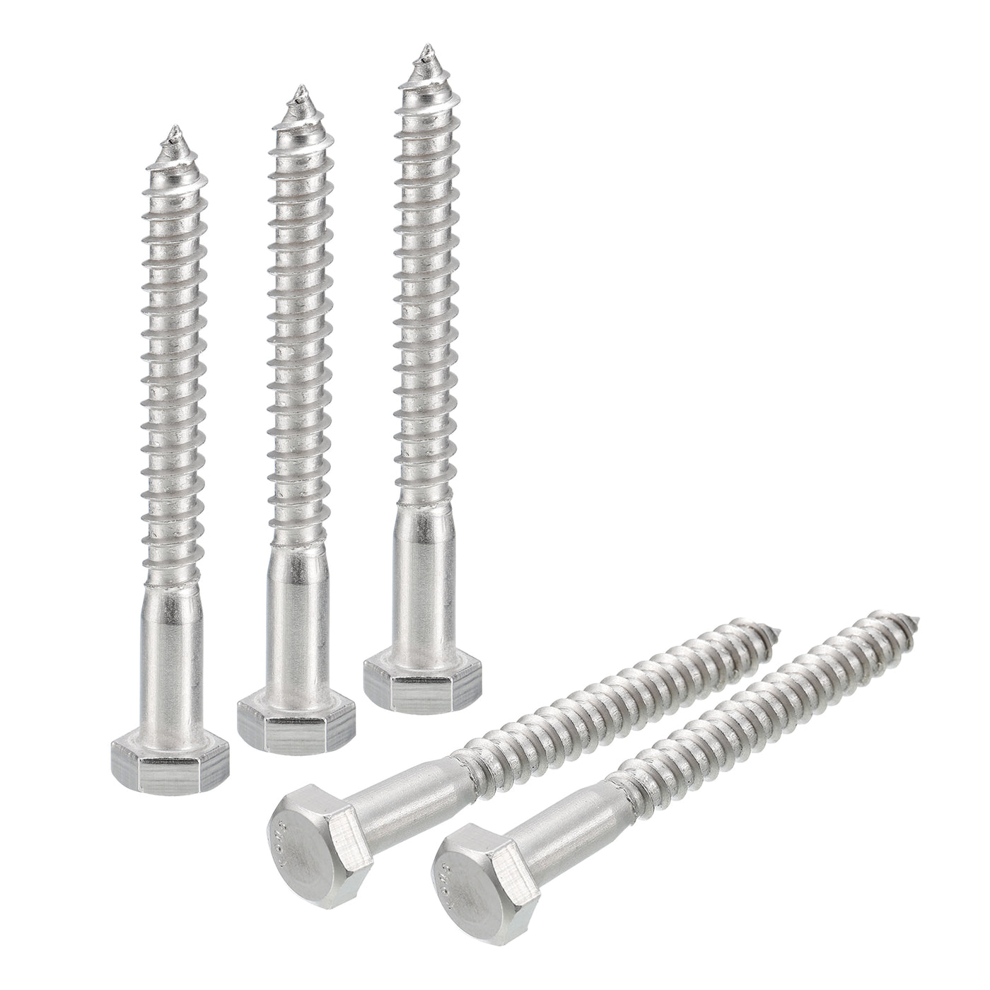 uxcell Uxcell Hex Head Lag Screws Bolts, 5pcs 5/16" x 3" 304 Stainless Steel Wood Screws