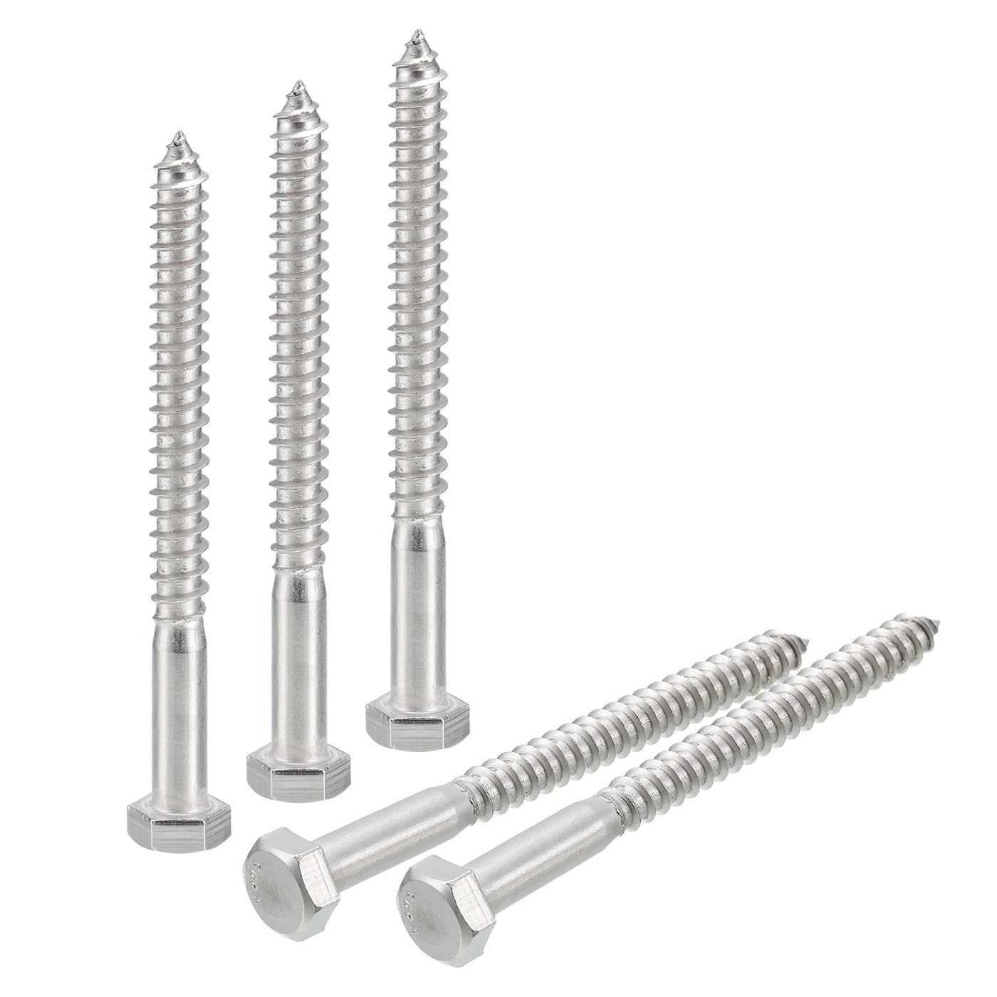 uxcell Uxcell Hex Head Lag Screws Bolts, 5pcs 5/16" x 3-1/2" 304 Stainless Steel Wood Screws