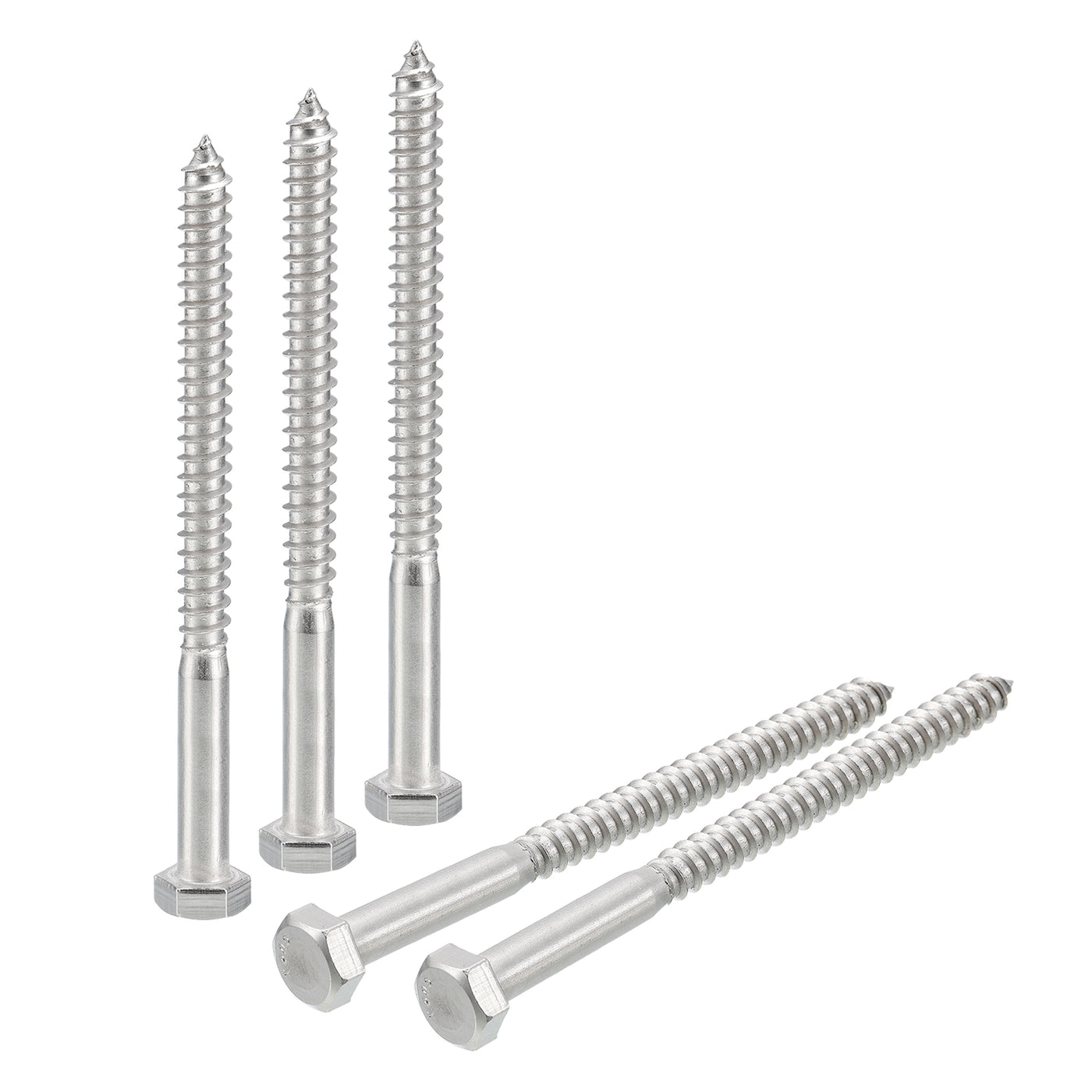 uxcell Uxcell Hex Head Lag Screws Bolts, 5pcs 5/16" x 4" 304 Stainless Steel Wood Screws