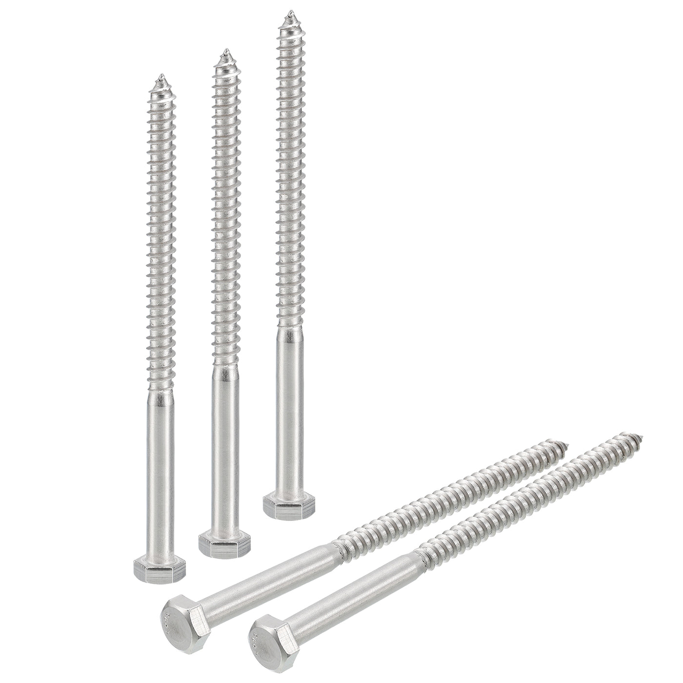 uxcell Uxcell Hex Head Lag Screws Bolts, 5pcs 5/16" x 5" 304 Stainless Steel Wood Screws