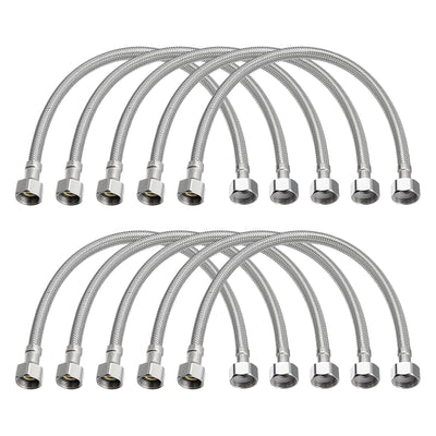 Harfington Uxcell 16 Inch Long Faucet Supply Line Connector, 10pcs G3/8 Female Compression Thread x G1/2 Female Straight Thread 304 Stainless Steel Water Supply Hose