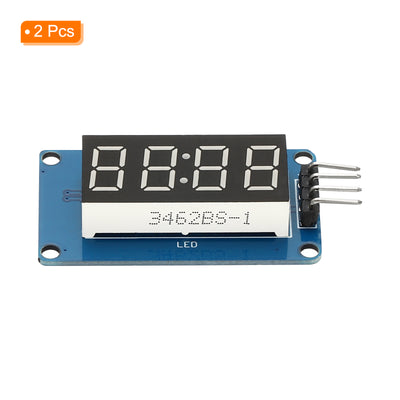Harfington LED Display Digital Tube, 2 Pcs 4 Digit 7 Segment Common Anode LED Display Module with Driver Chip for Electronic Driver Board, Red