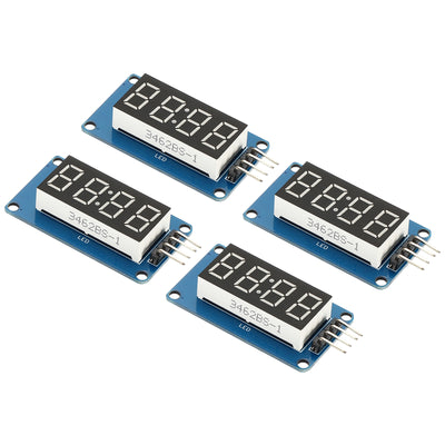 Harfington LED Display Digital Tube, 4 Pcs 4 Digit 7 Segment Common Anode LED Display Module with Driver Chip for Electronic Driver Board, Red