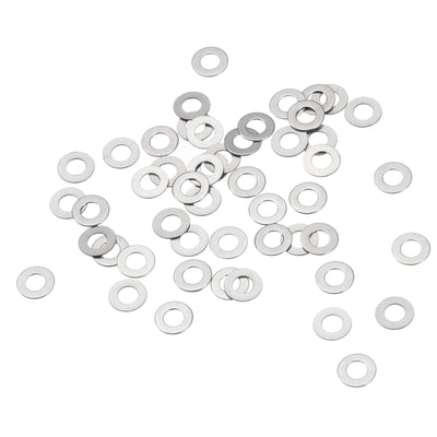 Harfington Uxcell M3 304 Stainless Steel Flat Washers, 50pcs 3x6x0.3mm Ultra Thin Flat Spacers