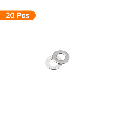 Harfington Uxcell M3 304 Stainless Steel Flat Washers, 20pcs 3x6x0.5mm Ultra Thin Flat Spacers