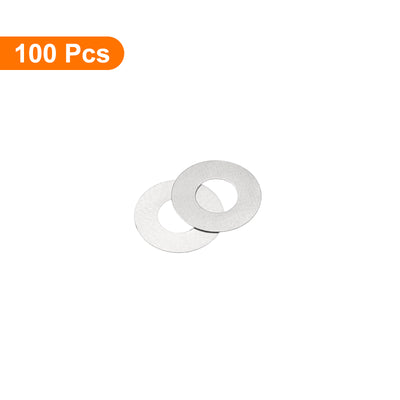 Harfington Uxcell M4 304 Stainless Steel Flat Washers, 100pcs 4x8x0.1mm Ultra Thin Flat Spacers