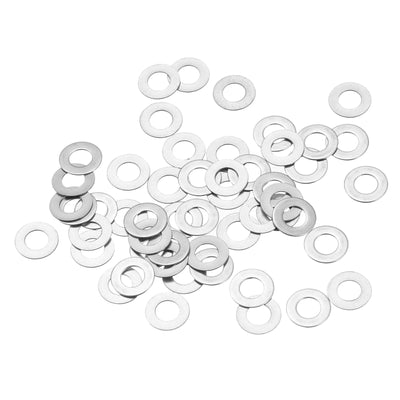 Harfington Uxcell M4 304 Stainless Steel Flat Washers, 50pcs 4x8x0.5mm Ultra Thin Flat Spacers