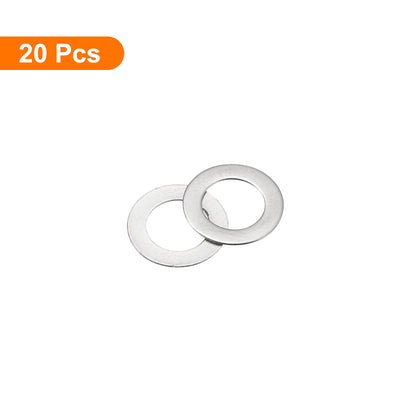 Harfington Uxcell M6 304 Stainless Steel Flat Washers, 20pcs 6x10x0.5mm Ultra Thin Flat Spacers