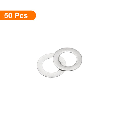 Harfington Uxcell M6 304 Stainless Steel Flat Washers, 50pcs 6x10x0.5mm Ultra Thin Flat Spacers