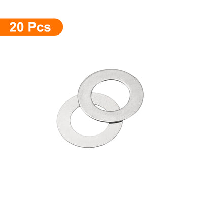 Harfington Uxcell M8 304 Stainless Steel Flat Washers, 20pcs 8x14x0.1mm Ultra Thin Flat Spacers