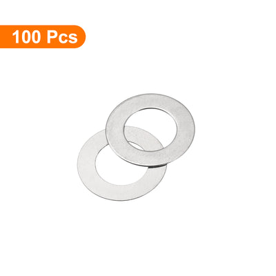 Harfington Uxcell M8 304 Stainless Steel Flat Washers, 100pcs 8x14x0.2mm Ultra Thin Flat Spacers
