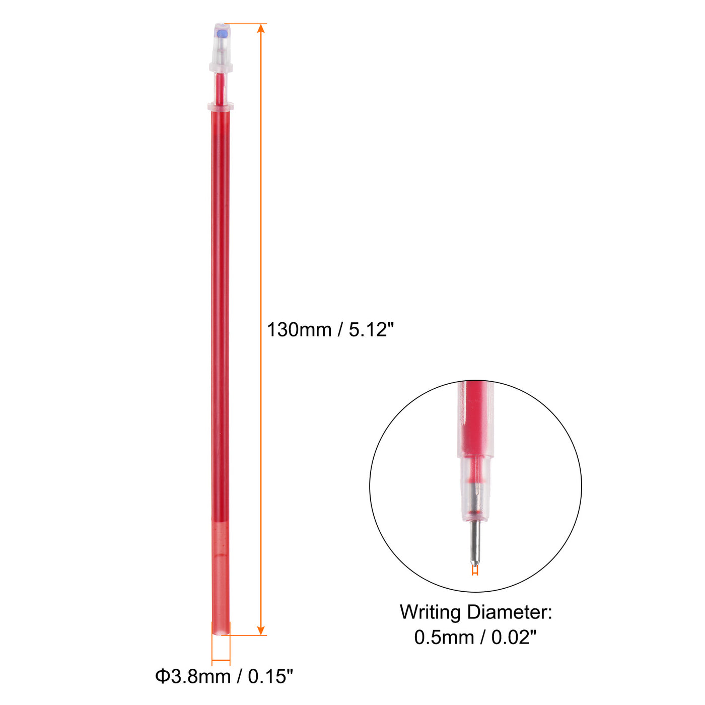 Harfington Disappearing Ink Pen Refills 100pcs 0.5mm Fabric Marker Pen Refill, Red