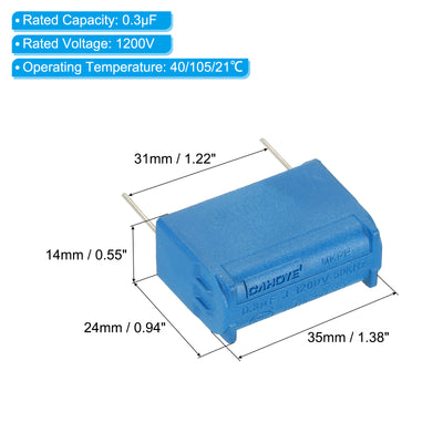 Harfington Induction Cooker Capacitor, 10 Pack 0.3uF DC 1200V Vertical Capacitor Blue