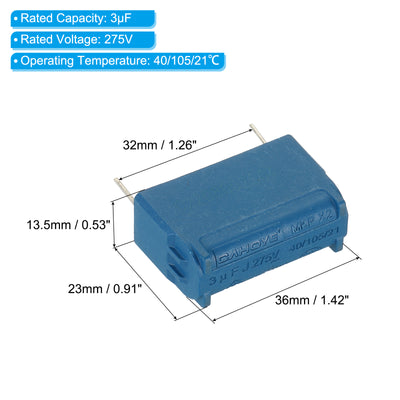 Harfington Induction Cooker Capacitor, 10 Pack 3uF AC 275V Vertical Capacitor Blue