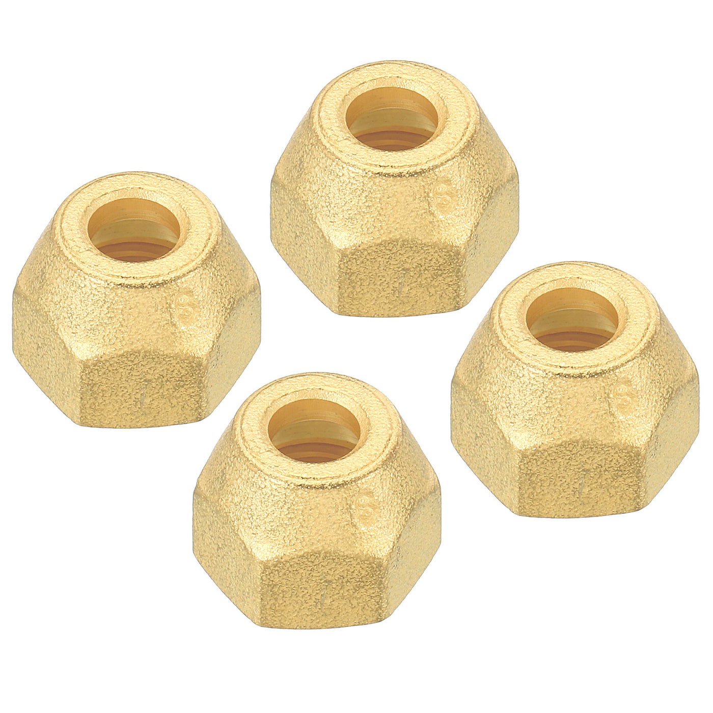 Harfington 1/4 SAE Thread Brass Flare Cap, 4 Pack 45 Degree Flared Tube Fitting Nut Hydraulic Pipe Fitting for Air Conditioner Water Gas Line, Matte Surface