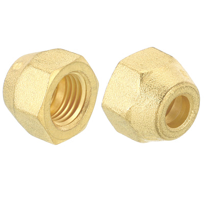 Harfington 1/4 SAE Thread Brass Flare Cap, 8 Pack 45 Degree Flared Tube Fitting Nut Hydraulic Pipe Fitting for Air Conditioner Water Gas Line, Matte Surface