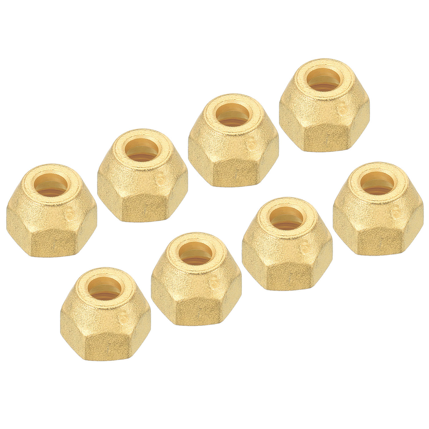 Harfington 1/4 SAE Thread Brass Flare Nut, 8 Pack 45 Degree Flared Tube Fitting Nut Hydraulic Pipe Fitting for Air Conditioner Water Gas Line, Matte Surface