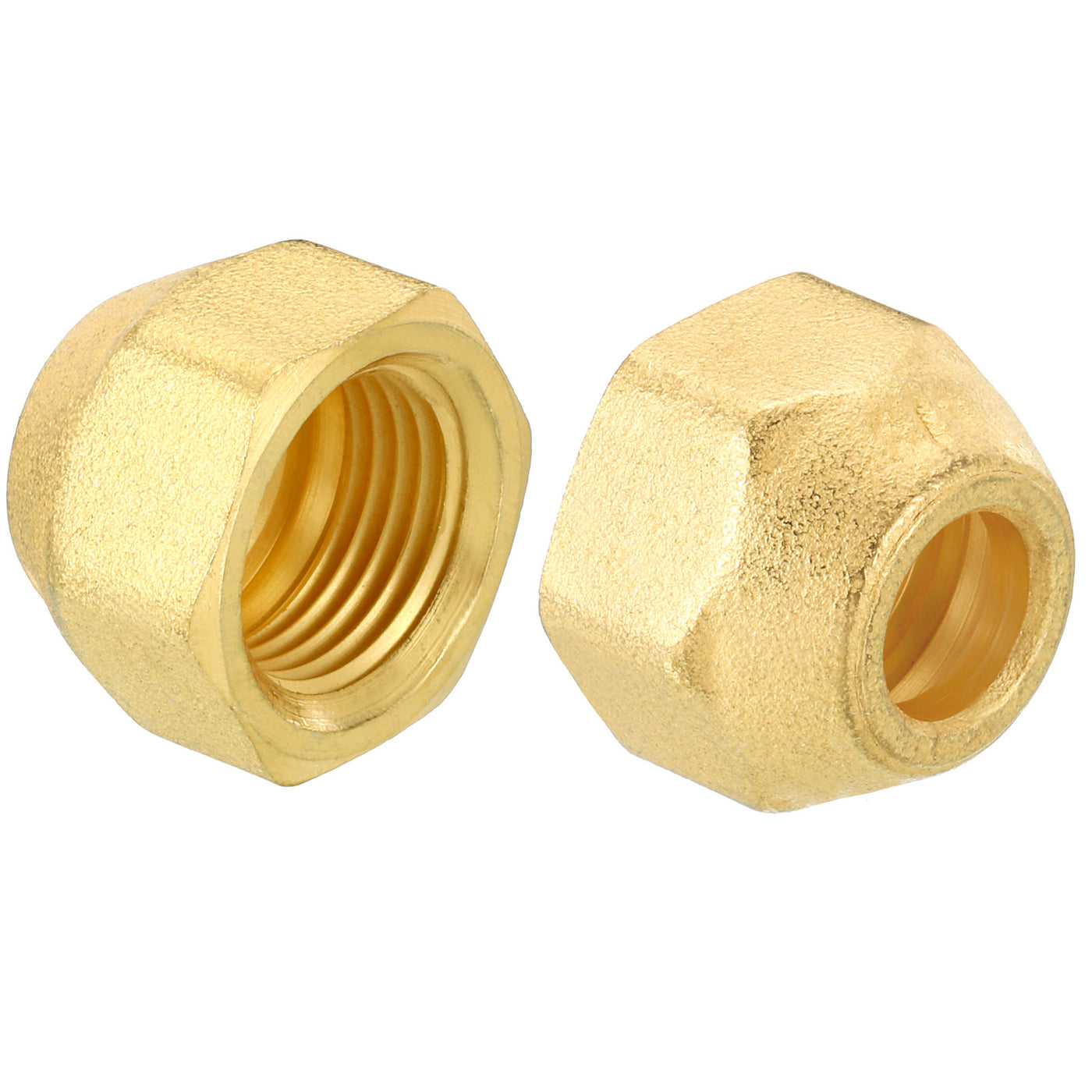 Harfington 3/8 SAE Thread Brass Flare Nut, 4 Pack 45 Degree Flared Tube Fitting Nut Hydraulic Pipe Fitting for Air Conditioner Water Gas Line, Matte Surface