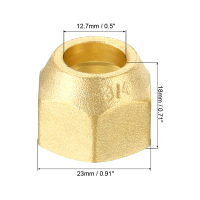 Harfington 1/2 SAE Thread Brass Flare Cap, 8 Pack 45 Degree Flared Tube Fitting Nut Hydraulic Pipe Fitting for Air Conditioner Water Gas Line, Matte Surface