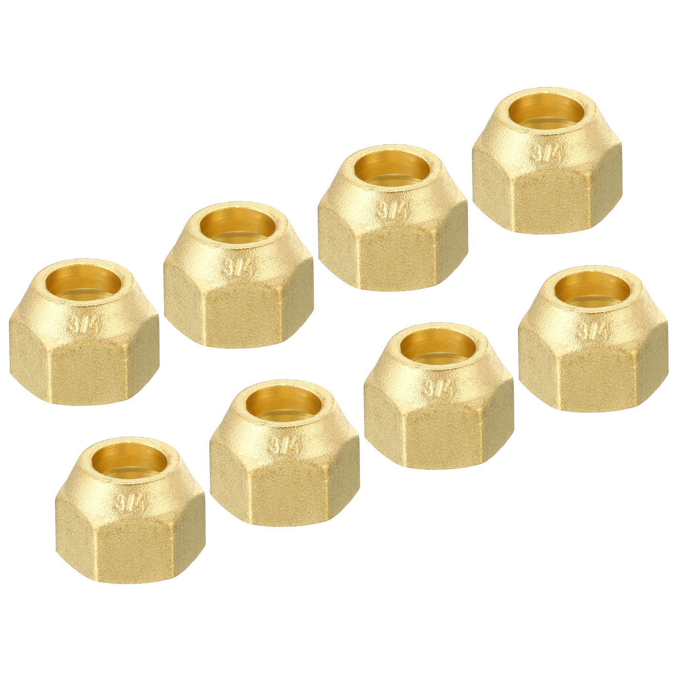Harfington 1/2 SAE Thread Brass Flare Nut, 8 Pack 45 Degree Flared Tube Fitting Nut Hydraulic Pipe Fitting for Air Conditioner Water Gas Line, Matte Surface