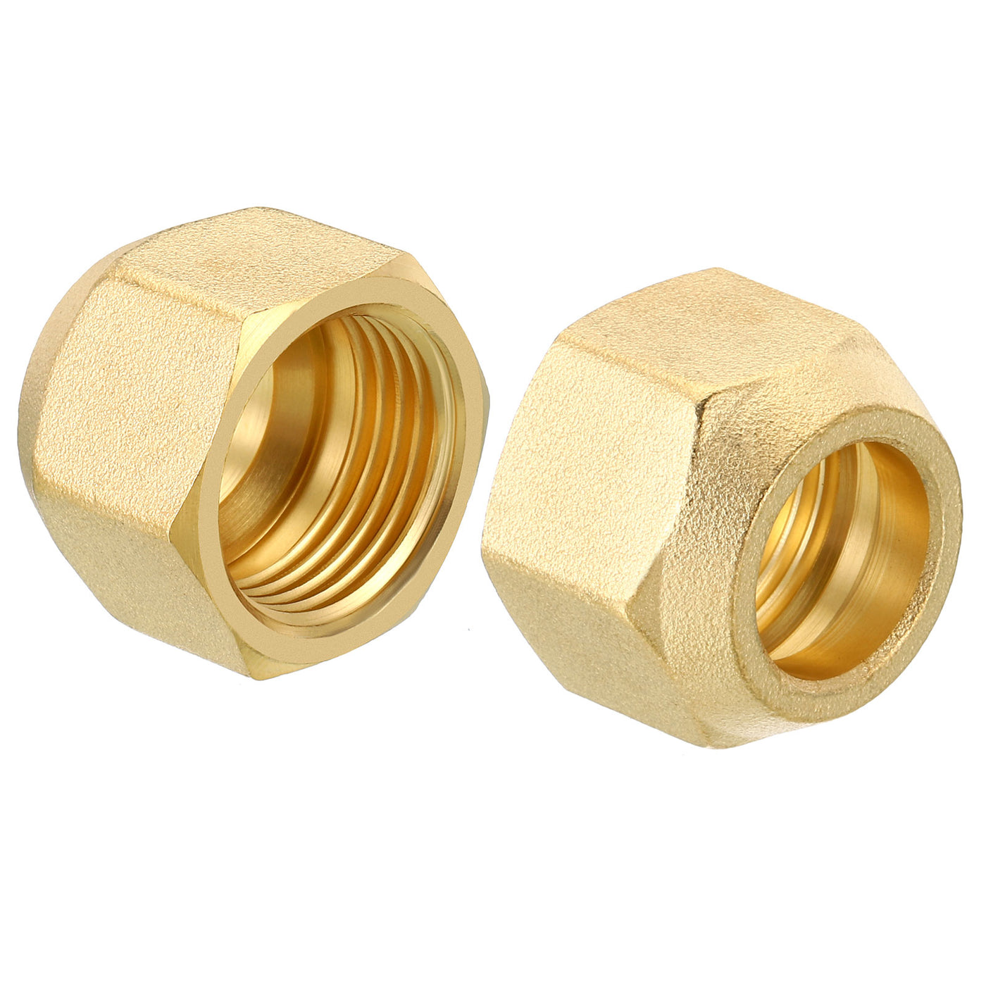 Harfington 5/8 SAE Thread Brass Flare Nut, 3 Pack 45 Degree Flared Tube Fitting Nut Hydraulic Pipe Fitting for Air Conditioner Water Gas Line, Matte Surface