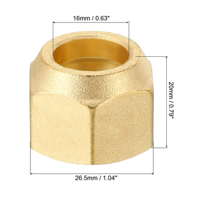 Harfington 5/8 SAE Thread Brass Flare Nut, 5 Pack 45 Degree Flared Tube Fitting Nut Hydraulic Pipe Fitting for Air Conditioner Water Gas Line, Matte Surface