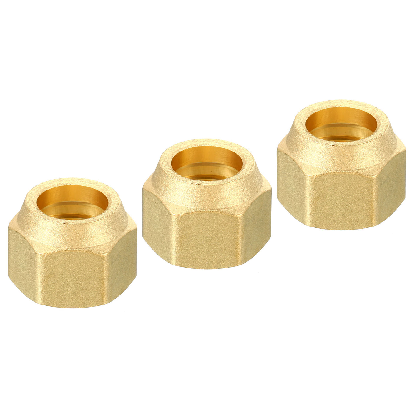 Harfington 3/4 SAE Thread Brass Flare Nut, 3 Pack 45 Degree Flared Tube Fitting Nut Hydraulic Pipe Fitting for Air Conditioner Water Gas Line, Matte Surface