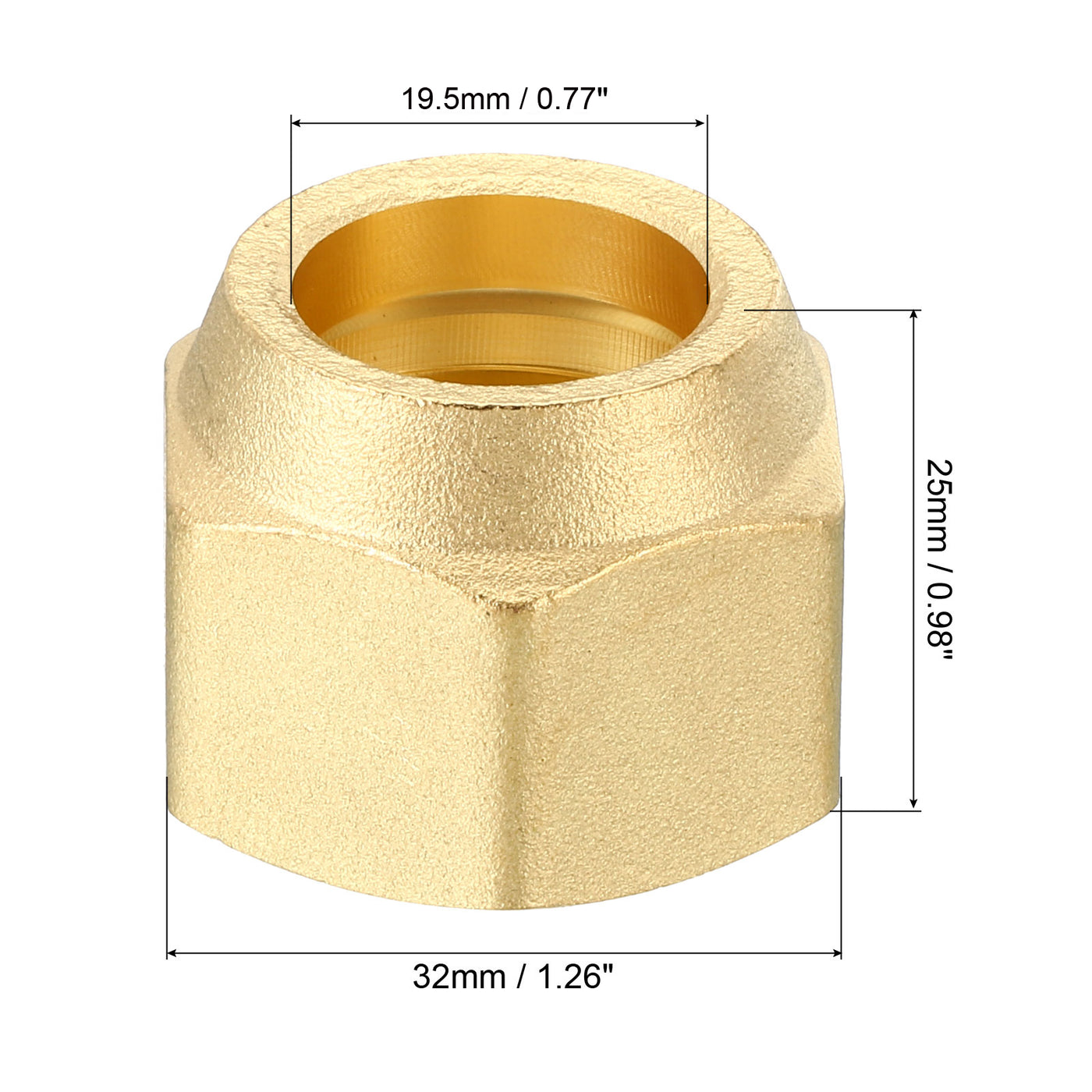Harfington 3/4 SAE Thread Brass Flare Nut, 5 Pack 45 Degree Flared Tube Fitting Nut Hydraulic Pipe Fitting for Air Conditioner Water Gas Line, Matte Surface