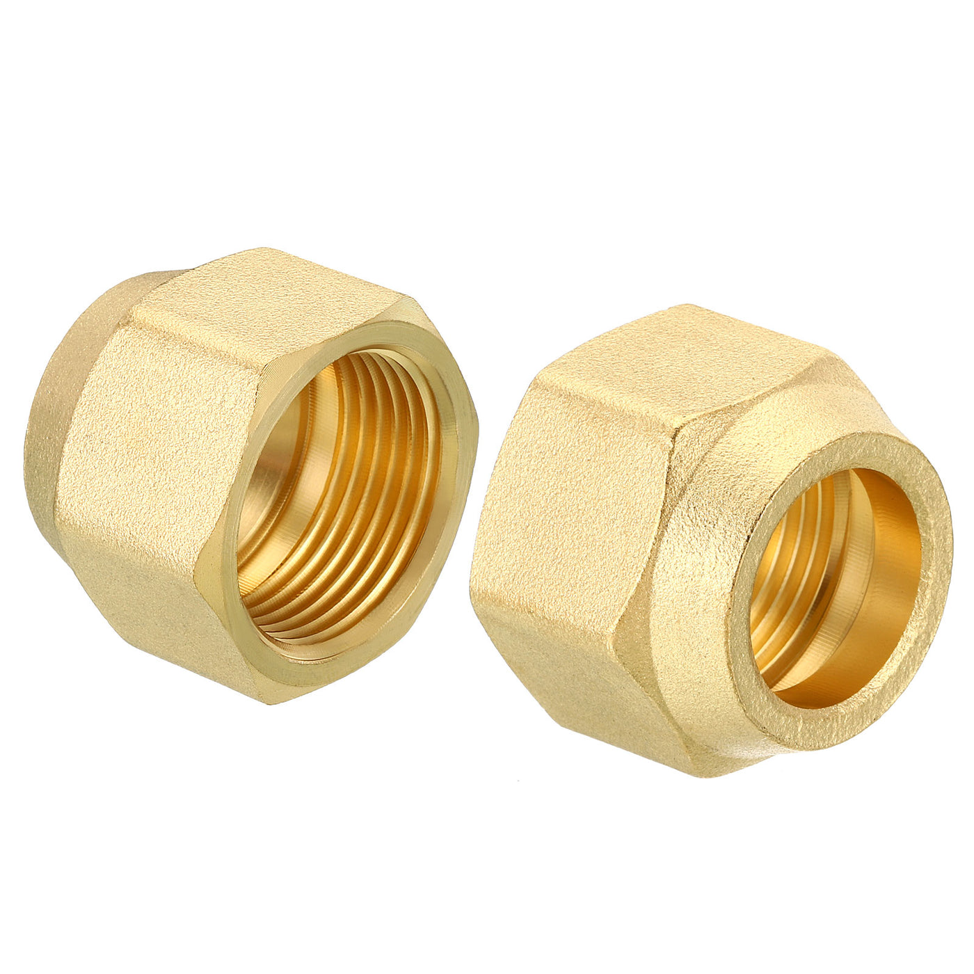 Harfington 3/4 SAE Thread Brass Flare Cap, 5 Pack 45 Degree Flared Tube Fitting Nut Hydraulic Pipe Fitting for Air Conditioner Water Gas Line, Matte Surface