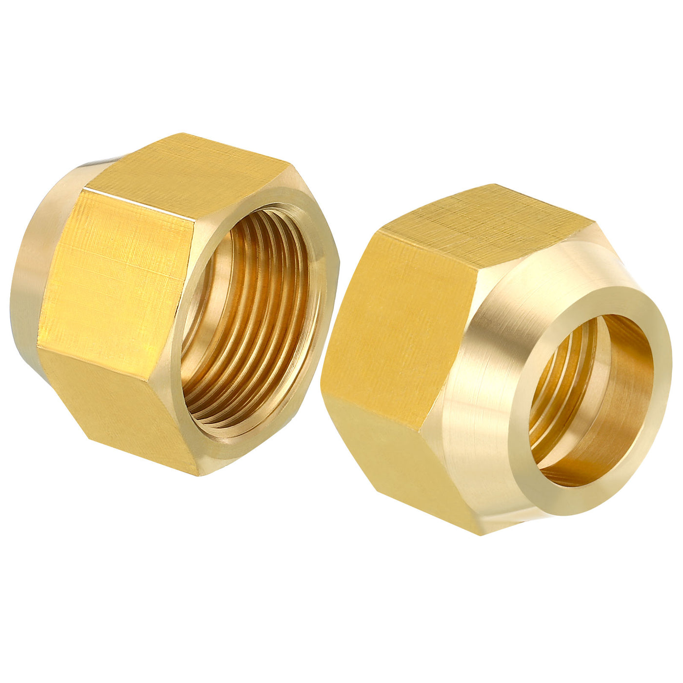 Harfington 3/4 SAE Thread Brass Flare Cap, 3 Pack 45 Degree Flared Tube Fitting Nut Hydraulic Pipe Fitting for Air Conditioner Water Gas Line, Glossy Surface