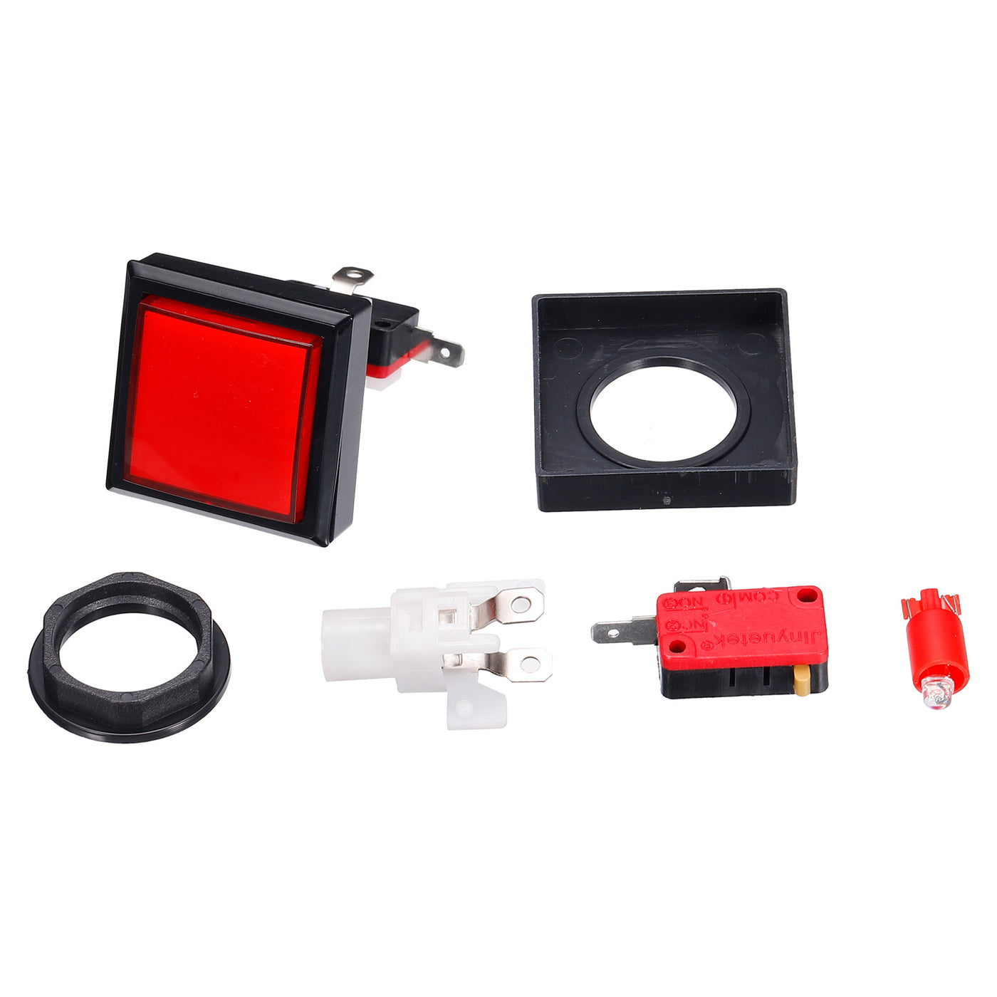 Harfington Starts Arcade Buttons ABS Square with Light  Button for Video Parts DC 12V Red