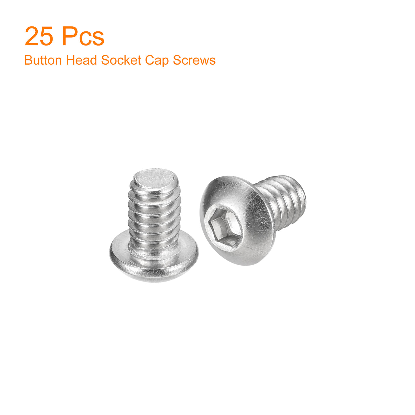 uxcell Uxcell 1/4-20x3/8" Button Head Socket Cap Screws, 25pcs 304 Stainless Steel Screws