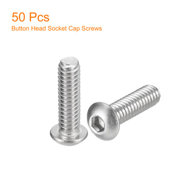Harfington Uxcell 1/4-20x7/8" Button Head Socket Cap Screws, 50pcs 304 Stainless Steel Screws