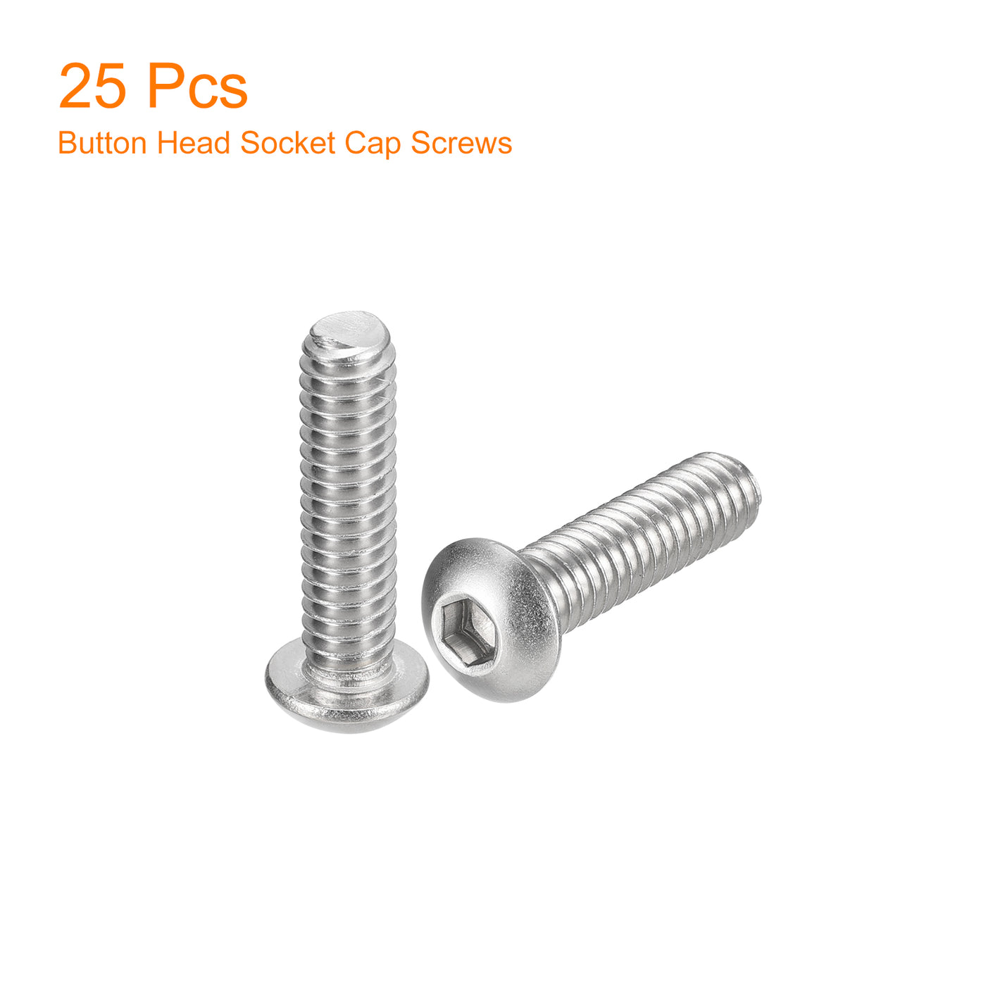 uxcell Uxcell 1/4-20x1" Button Head Socket Cap Screws, 25pcs 304 Stainless Steel Screws