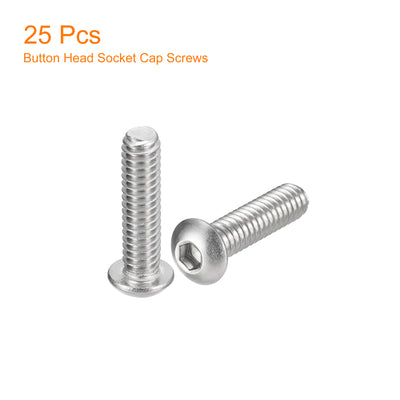 Harfington Uxcell 1/4-20x1" Button Head Socket Cap Screws, 25pcs 304 Stainless Steel Screws