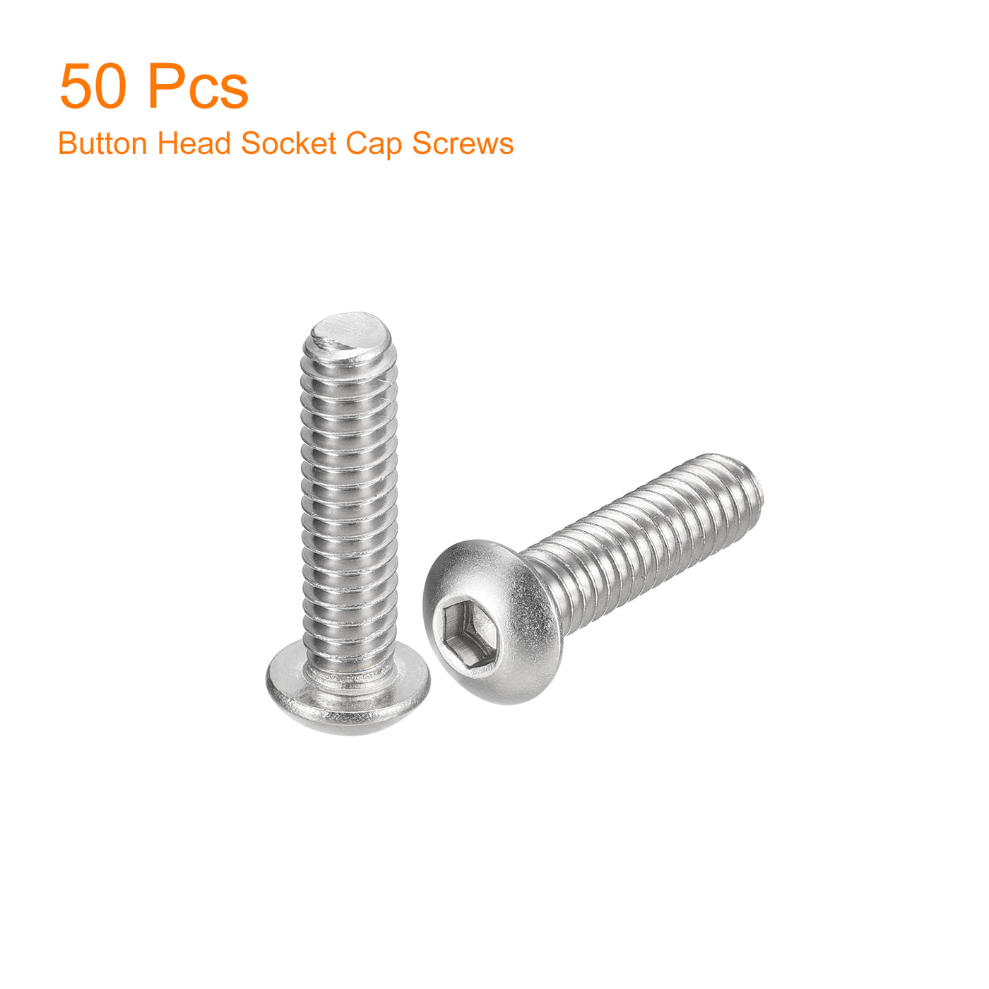 uxcell Uxcell 1/4-20x1" Button Head Socket Cap Screws, 50pcs 304 Stainless Steel Screws