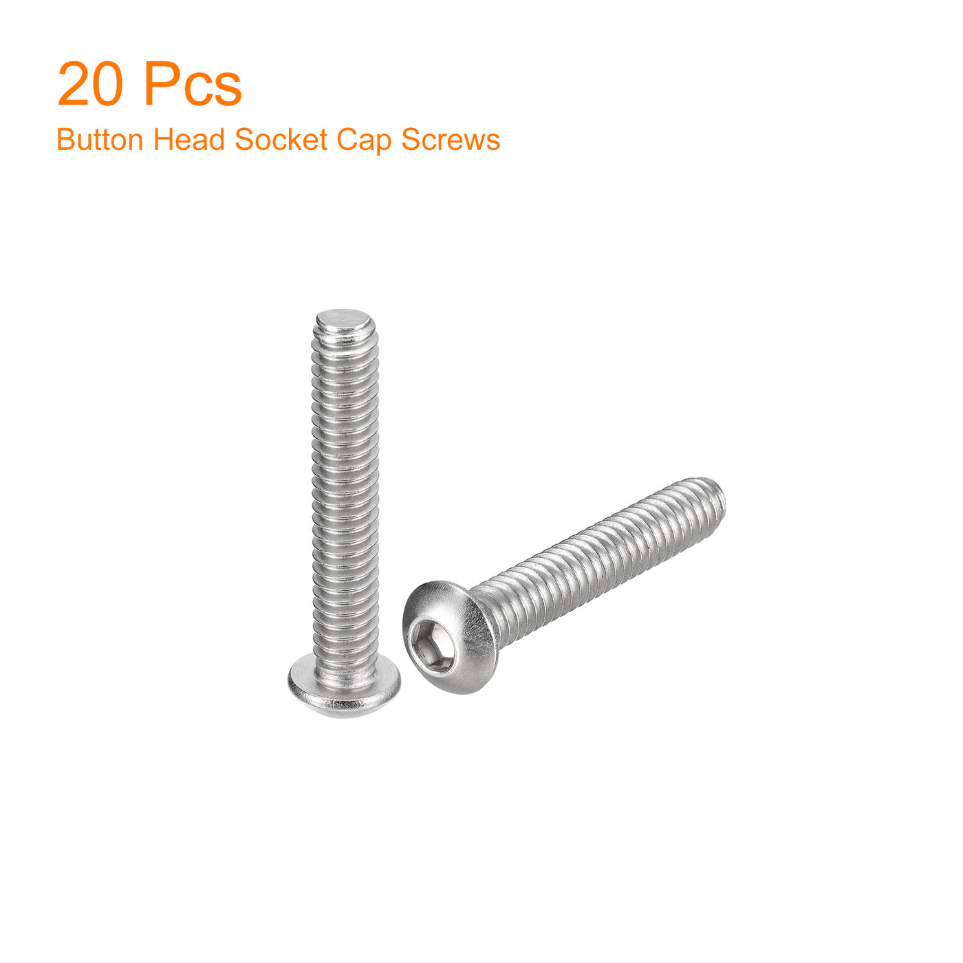uxcell Uxcell 1/4-20x1-1/2" Button Head Socket Cap Screws, 20pcs 304 Stainless Steel Screws