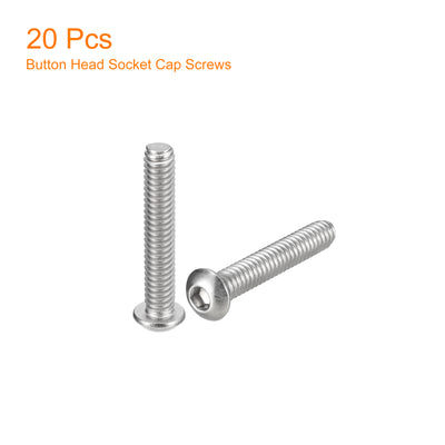Harfington Uxcell 1/4-20x1-1/2" Button Head Socket Cap Screws, 20pcs 304 Stainless Steel Screws