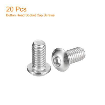 Harfington Uxcell 5/16-18x5/8" Button Head Socket Cap Screws, 20pcs 304 Stainless Steel Screws