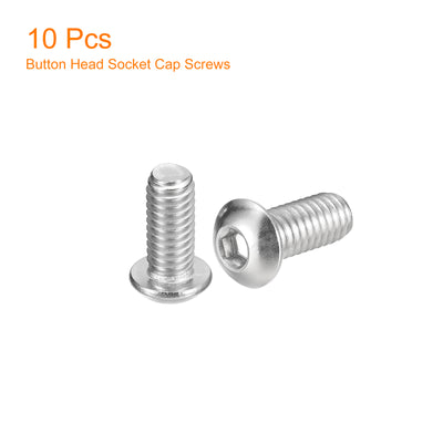 Harfington Uxcell 5/16-18x3/4" Button Head Socket Cap Screws, 10pcs 304 Stainless Steel Screws
