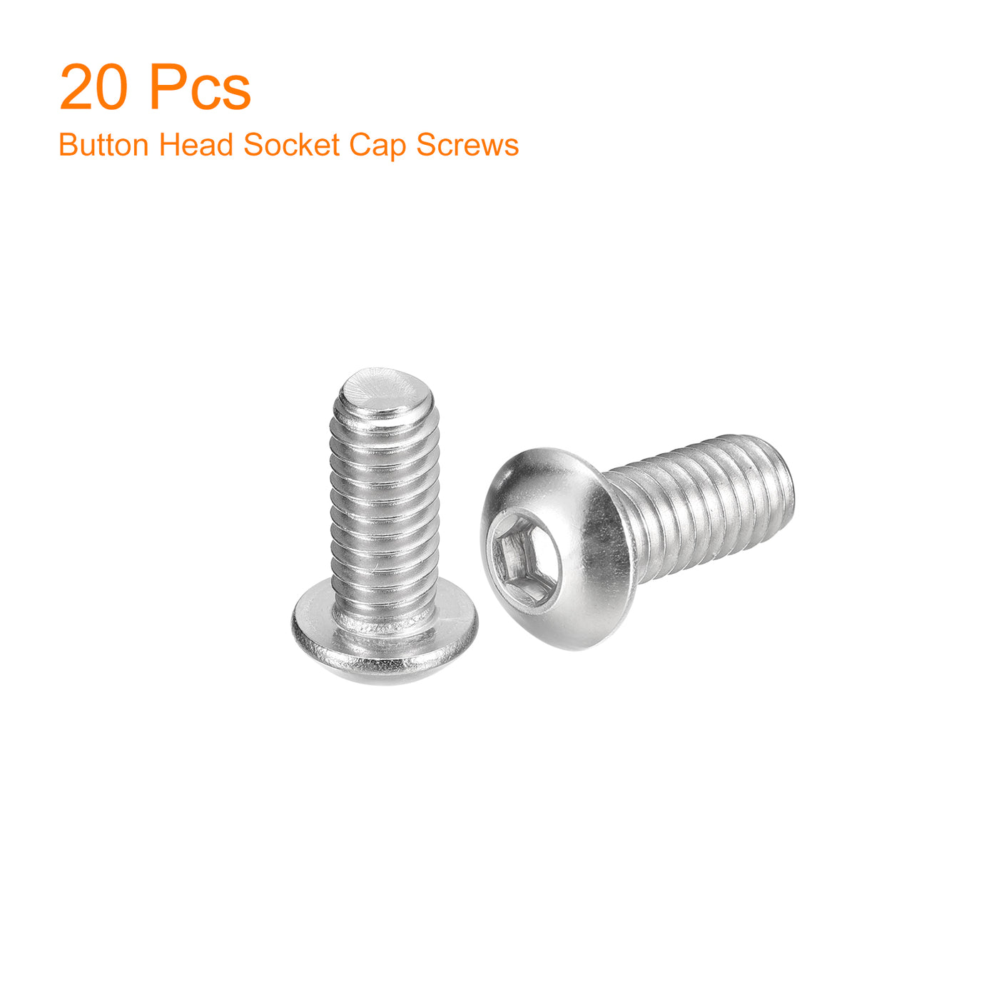 uxcell Uxcell 5/16-18x3/4" Button Head Socket Cap Screws, 20pcs 304 Stainless Steel Screws