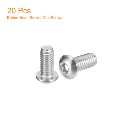 Harfington Uxcell 5/16-18x3/4" Button Head Socket Cap Screws, 20pcs 304 Stainless Steel Screws