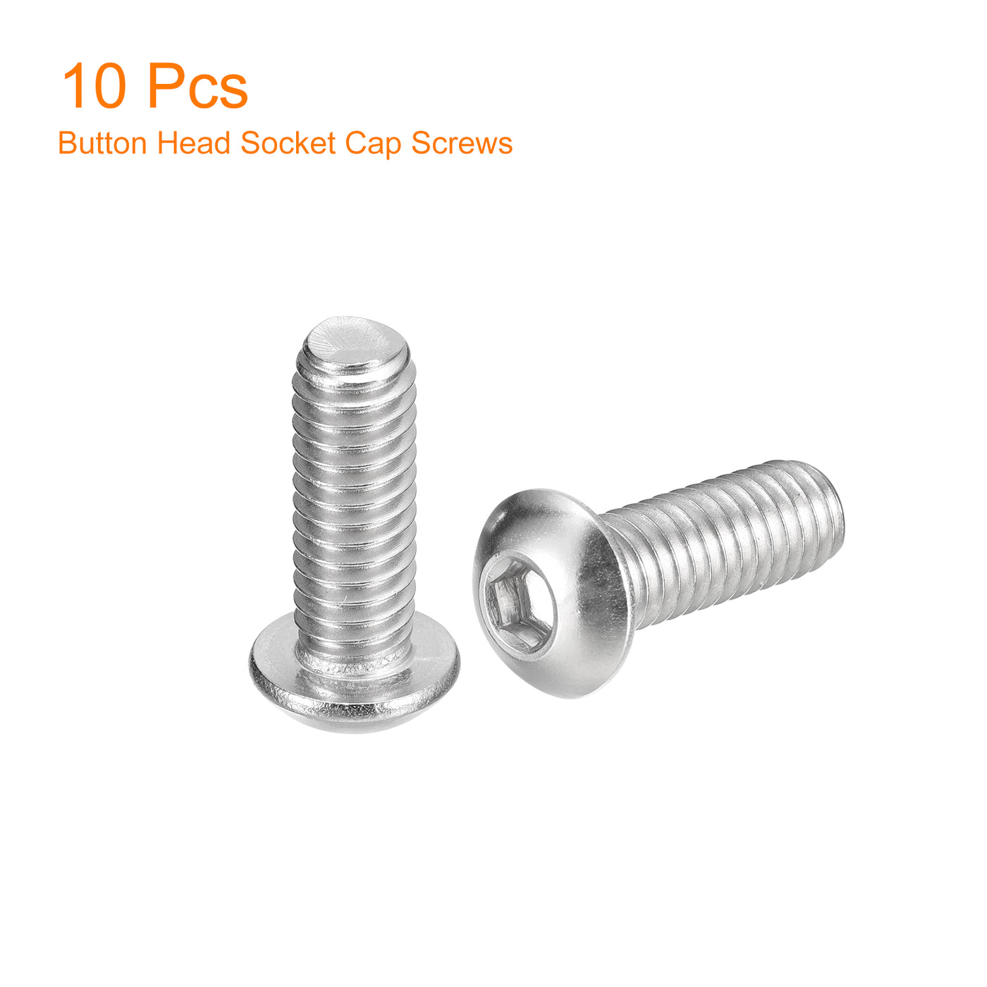 uxcell Uxcell 5/16-18x7/8" Button Head Socket Cap Screws, 10pcs 304 Stainless Steel Screws