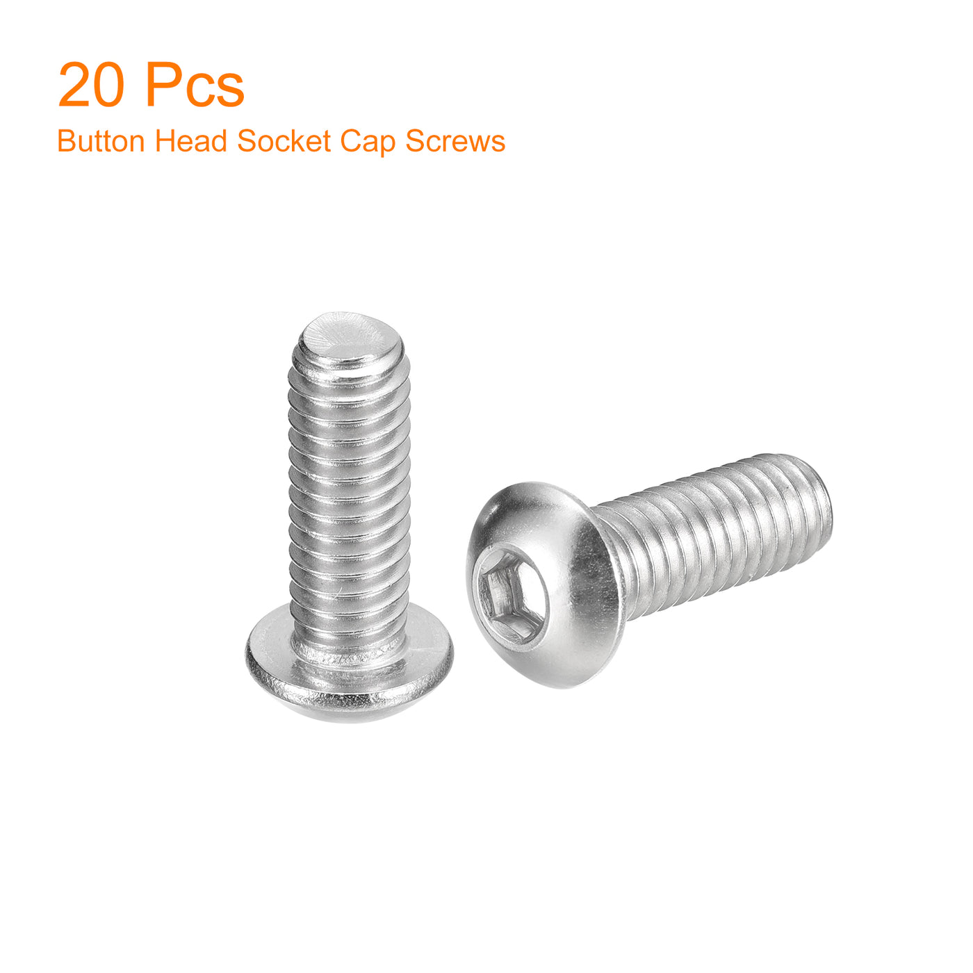 uxcell Uxcell 5/16-18x7/8" Button Head Socket Cap Screws, 20pcs 304 Stainless Steel Screws