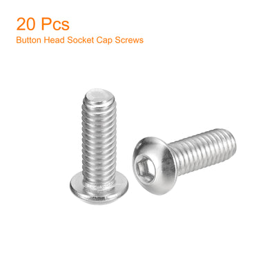 Harfington Uxcell 5/16-18x7/8" Button Head Socket Cap Screws, 20pcs 304 Stainless Steel Screws