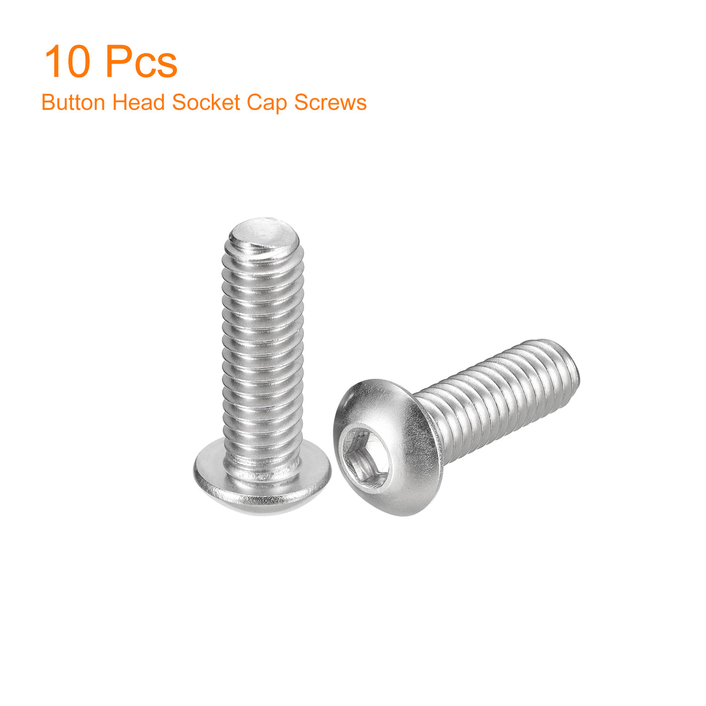 uxcell Uxcell 5/16-18x1" Button Head Socket Cap Screws, 10pcs 304 Stainless Steel Screws