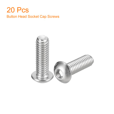 Harfington Uxcell 5/16-18x1" Button Head Socket Cap Screws, 20pcs 304 Stainless Steel Screws