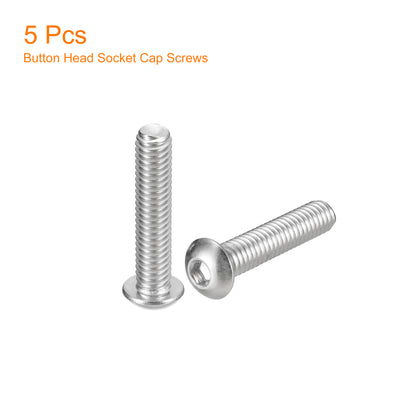 Harfington Uxcell 5/16-18x1-1/2" Button Head Socket Cap Screws, 5pcs 304 Stainless Steel Screws