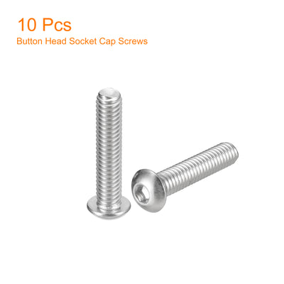 Harfington Uxcell 5/16-18x1-1/2" Button Head Socket Cap Screws, 10pcs 304 Stainless Steel Screws